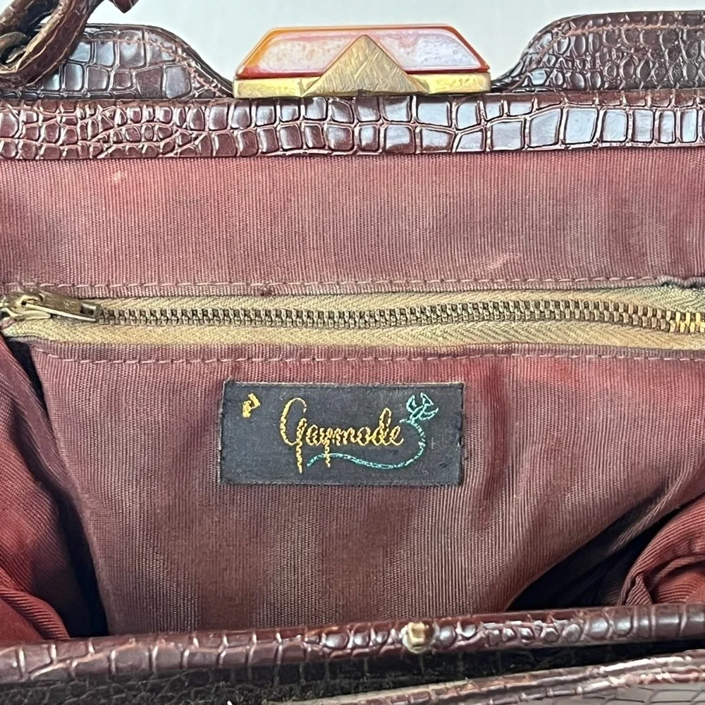 Vintage Gaymode Crocodile Or Alligator Purse Handbag‎ Bakelite Clasp